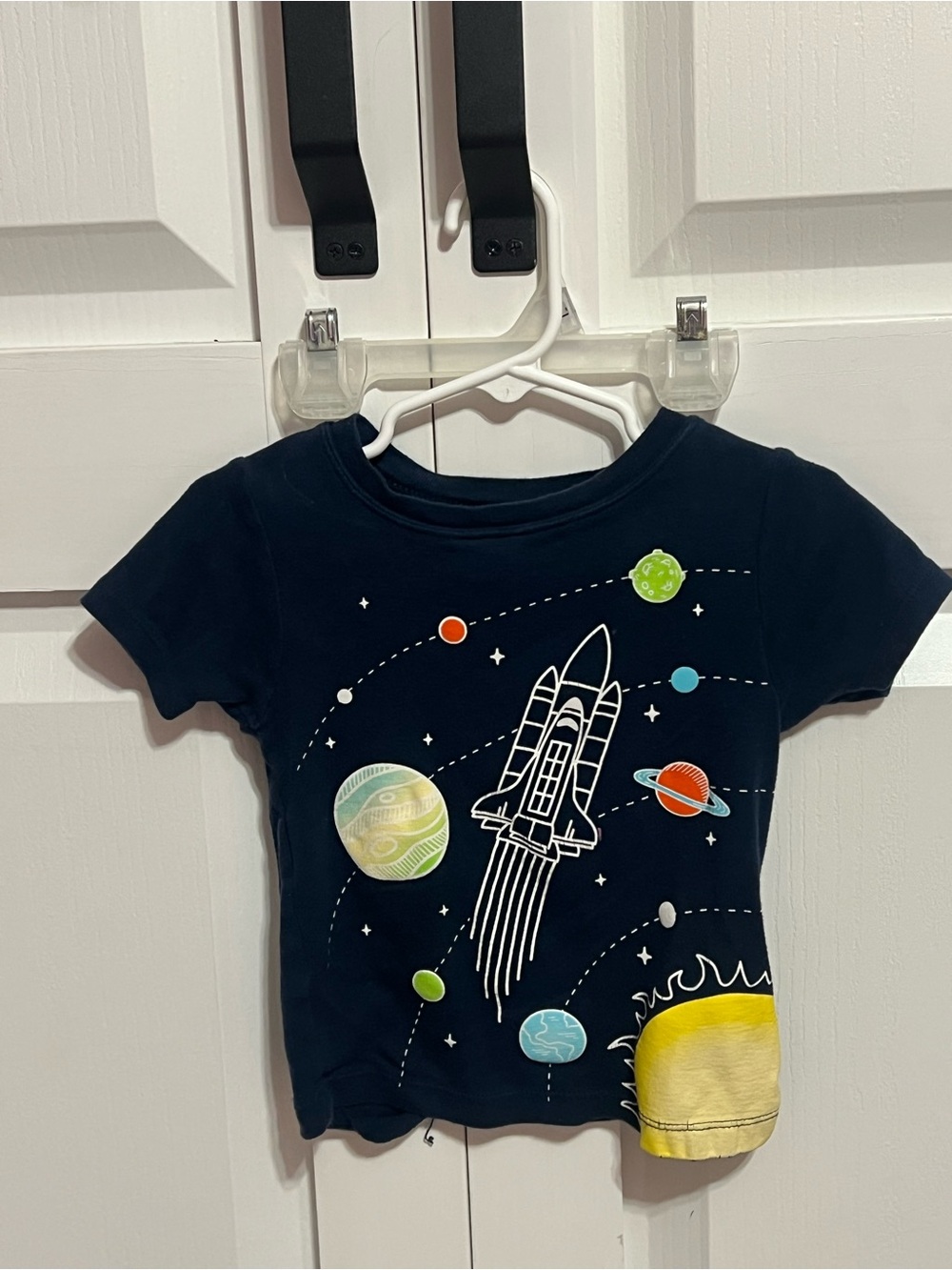 wonder nation Navy Short-Sleeve Space Shuttle Tee with Multi-Color Planets